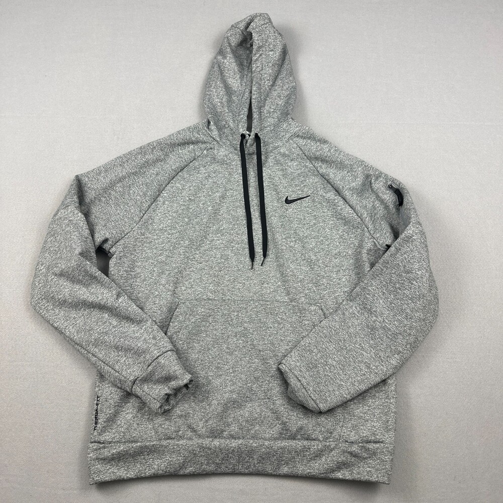 Nike Hoodie Men Medium Large Pullover Block Spell Out Therma Fit Pockets L